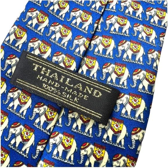 Thailand Neck Tie Elephant Print All Silk Handmade Mens‎ Suit Accessories Formal - Picture 4 of 8